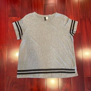 Gray T-Shirt with Black Stripes